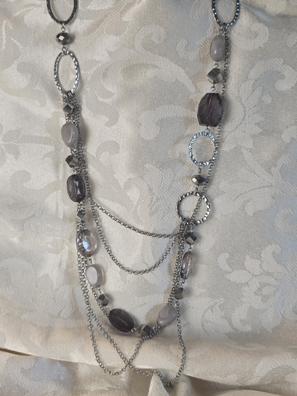 Premeir Designs Multi-Strand Silver and Grey Bead Women's Necklace